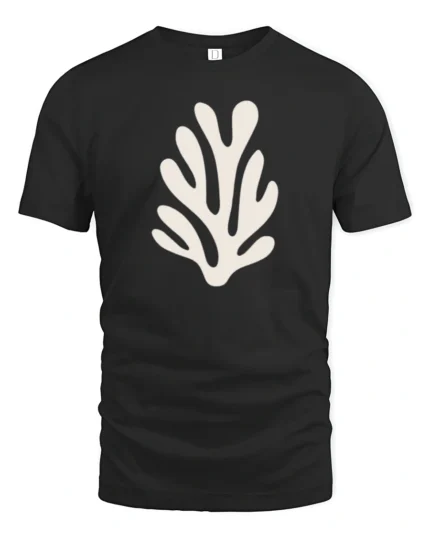 Minimal Coral Reef Ocean Graphic Tee Clean Aesthetic Beach Tshirt - black t-shirt on white background