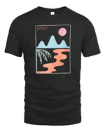 Adventure Division Retro Landscape Graphic Tee Modern Art Vibe Tshirt - black t-shirt on white background