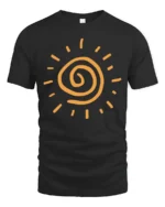 Minimalist Spiral Sun Graphic Tee Bright Positive Energy Aesthetic Tshirt - black t-shirt on white background
