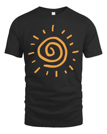 Minimalist Spiral Sun Graphic Tee Bright Positive Energy Aesthetic Tshirt - black t-shirt on white background