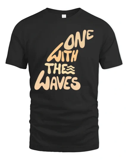 One With The Waves Ocean Vibe Surf Lifestyle Graphic Tee Cool Tshirt - black t-shirt on white background