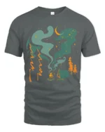 Campfire Night Sky Adventure Tee Cozy Outdoor Camping Vibes Tshirt - gray t-shirt on white background