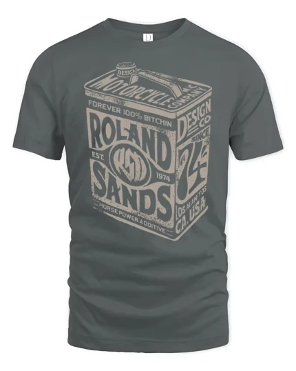 Vintage Motor Oil Rolando Sands Garage Style Graphic Tee Retro Tshirt - gray t-shirt on white background