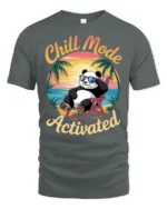 Chill Mode Activated Panda Beach Vibes Funny Graphic Tee Tshirt - gray t-shirt on white background
