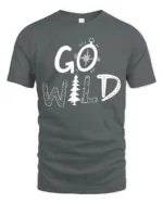 Go Wild Adventure Nature Camping Graphic Tee Outdoor Spirit Tshirt - gray t-shirt on white background