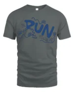 Run Club Playful Cartoon Style Graphic Tee Fun Active Vibes Tshirt - gray t-shirt on white background