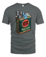 Vintage British Racing Spark Plugs Garage Style Graphic Tee Retro Tshirt - gray t-shirt on white background