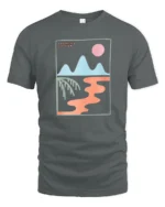 Adventure Division Retro Landscape Graphic Tee Modern Art Vibe Tshirt - gray t-shirt on white background