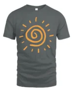 Minimalist Spiral Sun Graphic Tee Bright Positive Energy Aesthetic Tshirt - gray t-shirt on white background
