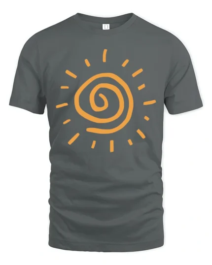 Minimalist Spiral Sun Graphic Tee Bright Positive Energy Aesthetic Tshirt - gray t-shirt on white background