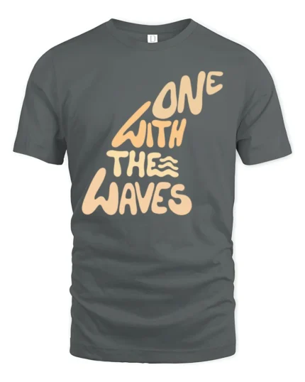 One With The Waves Ocean Vibe Surf Lifestyle Graphic Tee Cool Tshirt - gray t-shirt on white background