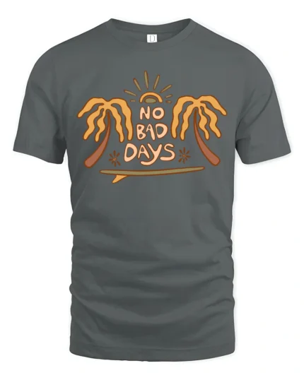 No Bad Days Palm Tree Beach Vibe Positive Energy Graphic Tee Tshirt - gray t-shirt on white background
