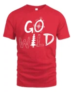 Go Wild Adventure Nature Camping Graphic Tee Outdoor Spirit Tshirt - red t-shirt on white background