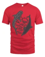 Inner Peace Whale Shark Dolphin Ocean Life Graphic Tee Calm Tshirt - red t-shirt on white background