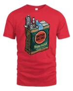 Vintage British Racing Spark Plugs Garage Style Graphic Tee Retro Tshirt - red t-shirt on white background