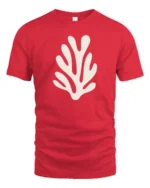 Minimal Coral Reef Ocean Graphic Tee Clean Aesthetic Beach Tshirt - red t-shirt on white background