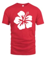 Minimal Hibiscus Flower Tropical Beach Aesthetic Graphic Tee Tshirt - red t-shirt on white background