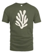 Minimal Coral Reef Ocean Graphic Tee Clean Aesthetic Beach Tshirt - military green t-shirt on white background