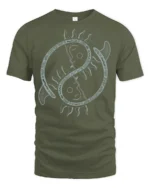 Ocean Sun Yin Yang Boho Spiritual Balance Art Tee Aesthetic Tshirt - military green t-shirt on white background