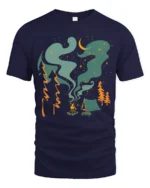 Campfire Night Sky Adventure Tee Cozy Outdoor Camping Vibes Tshirt - navy t-shirt on white background