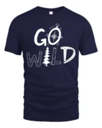 Go Wild Adventure Nature Camping Graphic Tee Outdoor Spirit Tshirt - navy t-shirt on white background