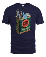 Vintage British Racing Spark Plugs Garage Style Graphic Tee Retro Tshirt - navy t-shirt on white background