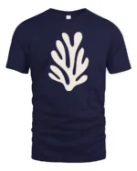 Minimal Coral Reef Ocean Graphic Tee Clean Aesthetic Beach Tshirt - navy t-shirt on white background