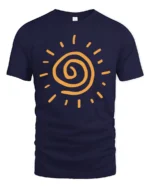 Minimalist Spiral Sun Graphic Tee Bright Positive Energy Aesthetic Tshirt - navy t-shirt on white background