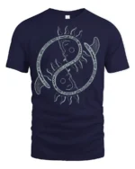 Ocean Sun Yin Yang Boho Spiritual Balance Art Tee Aesthetic Tshirt - navy t-shirt on white background