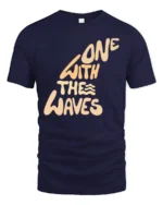 One With The Waves Ocean Vibe Surf Lifestyle Graphic Tee Cool Tshirt - navy t-shirt on white background
