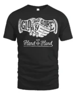 Glory And Gore Go Hand In Hand Vintage Handshake Graphic Tee Tshirt - black t-shirt on white background
