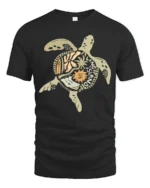 Long Island Sea Turtle Boho Ocean Art Graphic Tee Coastal Tshirt - black t-shirt on white background