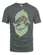 Dolphin Ocean Wave Sun Retro Coastal Aesthetic Graphic Tee Tshirt - gray t-shirt on white background