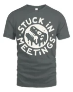 Stuck In Meetings Funny Office Humor Melting Face Tee Tshirt - gray t-shirt on white background