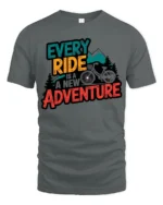 Every Ride Is A New Adventure Cycling Mountain Graphic Tee Tshirt - gray t-shirt on white background