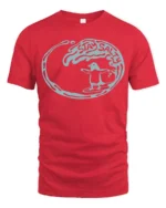 Stay Salty Penguin Surf Wave Graphic Tee Fun Beach Vibes Tshirt - red t-shirt on white background