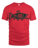 Hey Dude Funny Fishing Fish Silhouette Graphic Tee Tshirt - red t-shirt on white background