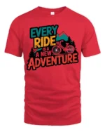Every Ride Is A New Adventure Cycling Mountain Graphic Tee Tshirt - red t-shirt on white background