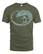 Stay Salty Penguin Surf Wave Graphic Tee Fun Beach Vibes Tshirt - military green t-shirt on white background