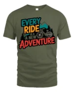 Every Ride Is A New Adventure Cycling Mountain Graphic Tee Tshirt - military green t-shirt on white background
