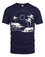 Go Where You Feel Most Alive Palm Beach Graphic Tee Tshirt - navy t-shirt on white background