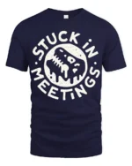 Stuck In Meetings Funny Office Humor Melting Face Tee Tshirt - navy t-shirt on white background
