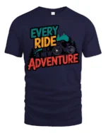 Every Ride Is A New Adventure Cycling Mountain Graphic Tee Tshirt - navy t-shirt on white background