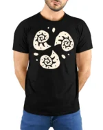 Abstract Spiral Sun Symbols Boho Minimal Art Graphic Tee Cool Tshirt - model wearing black tee with hands behind back