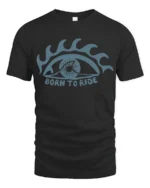 Born To Ride Eye Graphic T Shirt Retro Biker Spirit Tee - black t-shirt on white background