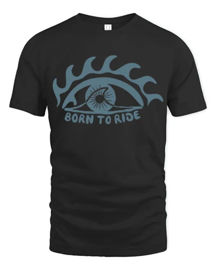 Born To Ride Eye Graphic T Shirt Retro Biker Spirit Tee - black t-shirt on white background