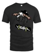 Street Skateboard Trick Graphic T Shirt Cool Skater Tee - black t-shirt on white background