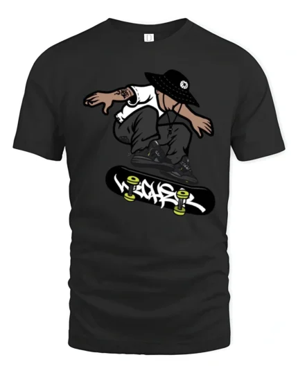 Street Skateboard Trick Graphic T Shirt Cool Skater Tee - black t-shirt on white background