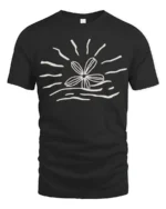 Minimal Flower Sun Wave Graphic T Shirt Aesthetic Nature Tee - black t-shirt on white background