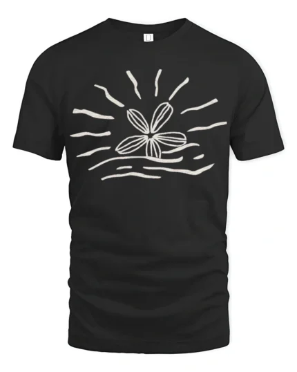 Minimal Flower Sun Wave Graphic T Shirt Aesthetic Nature Tee - black t-shirt on white background